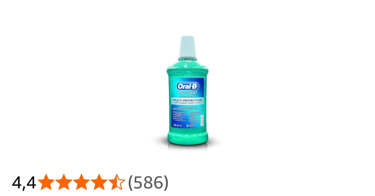 Collutorio Oral-B Pro-Expert Multi-Protection, senza alcool, con clorexidina per una protezione completa.